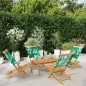 vidaXL Gartenstühle 4 Stk. Klappbar Grün Stoff und Massivholz vidaXL Gartenstühle 4 Stk. Klappbar Grün Stoff und Massivholz