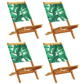 vidaXL Gartenstühle 4 Stk. Klappbar Grün Stoff und Massivholz