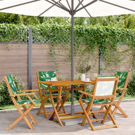 vidaXL Gartenstühle 4 Stk. Klappbar Grün Stoff und Massivholz