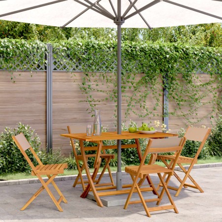 vidaXL Gartenstühle 4 Stk. Klappbar Taupe Stoff und Massivholz