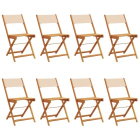 vidaXL Gartenstühle 8 Stk. Klappbar Beige Stoff und Massivholz