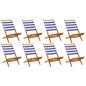 vidaXL Gartenstühle 8 Stk. Klappbar Blau und Weiß Stoff und Massivholz vidaXL Gartenstühle 8 Stk. Klappbar Blau und Weiß Stoff und Massivholz