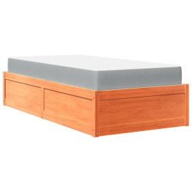 vidaXL Bett mit Matratze Wachsbraun 90x190 cm Massivholz Kiefer