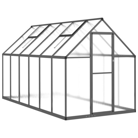 vidaXL Gewächshaus mit Fundamentrahmen Anthrazit 334x169x195 cm Alu