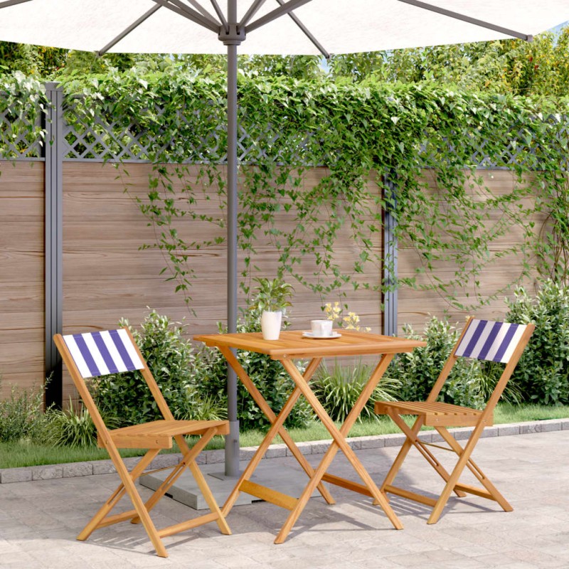 vidaXL 3-tlg. Bistro-Set Blau und Weiß Stoff und Massivholz vidaXL 3-tlg. Bistro-Set Blau und Weiß Stoff und Massivholz