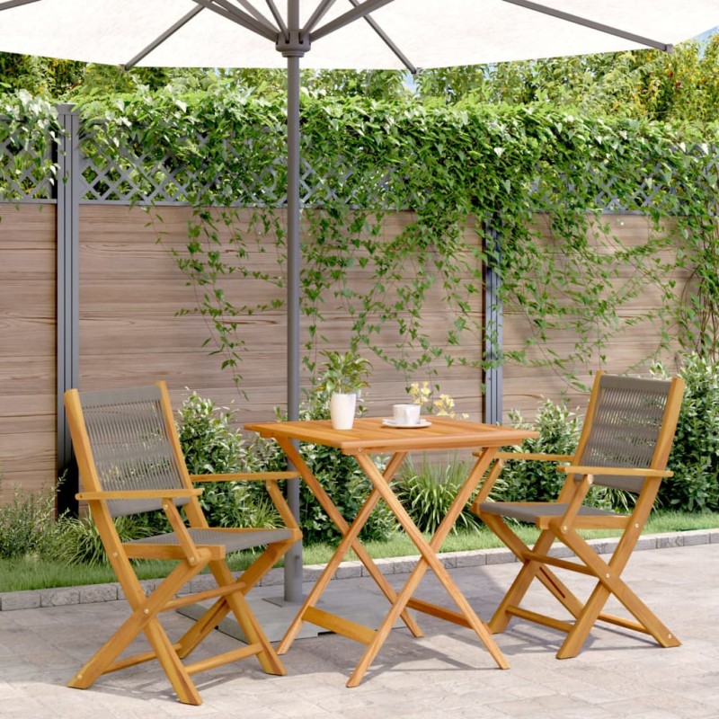 vidaXL 3-tlg. Bistro-Set Grau Polypropylen und Massivholz vidaXL 3-tlg. Bistro-Set Grau Polypropylen und Massivholz