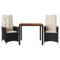 vidaXL 3-tlg. Bistro-Set mit Kissen Schwarz Poly Rattan vidaXL 3-tlg. Bistro-Set mit Kissen Schwarz Poly Rattan