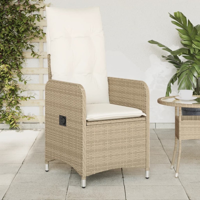 vidaXL Gartensessel mit Kissen Verstellbar Beige Poly Rattan vidaXL Gartensessel mit Kissen Verstellbar Beige Poly Rattan