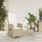 vidaXL Gartensessel mit Kissen Verstellbar Beige Poly Rattan vidaXL Gartensessel mit Kissen Verstellbar Beige Poly Rattan