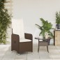 vidaXL Gartensessel Verstellbar mit Kissen Braun Poly Rattan vidaXL Gartensessel Verstellbar mit Kissen Braun Poly Rattan