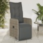 vidaXL Gartensessel Verstellbar mit Kissen Grau Poly Rattan vidaXL Gartensessel Verstellbar mit Kissen Grau Poly Rattan