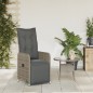 vidaXL Gartensessel Verstellbar mit Kissen Grau Poly Rattan vidaXL Gartensessel Verstellbar mit Kissen Grau Poly Rattan
