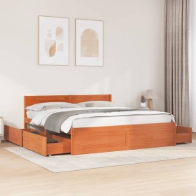 vidaXL Massivholzbett ohne Matratze Wachsbraun 180x200 Kiefernholz