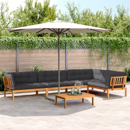 vidaXL 5-tlg. Garten-Sofagarnitur aus Paletten mit Kissen Akazienholz
