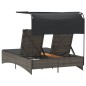 vidaXL Doppel-Sonnenliege mit Dach und Auflagen Grau Poly Rattan vidaXL Doppel-Sonnenliege mit Dach und Auflagen Grau Poly Rattan
