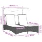 vidaXL Doppel-Sonnenliege mit Dach und Auflagen Grau Poly Rattan vidaXL Doppel-Sonnenliege mit Dach und Auflagen Grau Poly Rattan