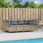 vidaXL 5-tlg. Garten-Sofagarnitur mit Kissen Beige Poly Rattan vidaXL 5-tlg. Garten-Sofagarnitur mit Kissen Beige Poly Rattan