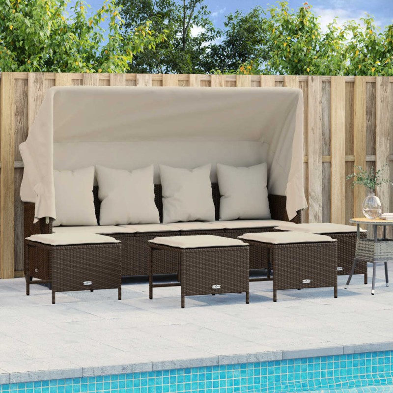 vidaXL 5-tlg. Garten-Sofagarnitur mit Kissen Braun Poly Rattan vidaXL 5-tlg. Garten-Sofagarnitur mit Kissen Braun Poly Rattan