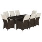 vidaXL 9-tlg. Garten-Essgruppe mit Kissen Braun Poly Rattan vidaXL 9-tlg. Garten-Essgruppe mit Kissen Braun Poly Rattan