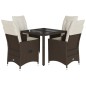 vidaXL 5-tlg. Garten-Essgruppe mit Kissen Braun Poly Rattan vidaXL 5-tlg. Garten-Essgruppe mit Kissen Braun Poly Rattan
