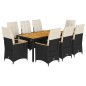 vidaXL 9-tlg. Garten-Essgruppe mit Kissen Schwarz Poly Rattan vidaXL 9-tlg. Garten-Essgruppe mit Kissen Schwarz Poly Rattan