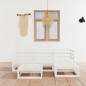 5-tlg. Garten-Lounge-Set Weiß Kiefer Massivholz 5-tlg. Garten-Lounge-Set Weiß Kiefer Massivholz