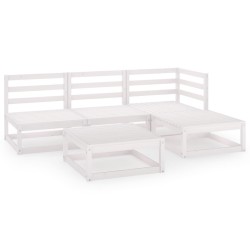 5-tlg. Garten-Lounge-Set Weiß Kiefer Massivholz