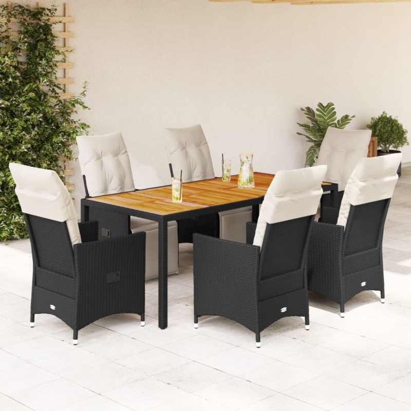 vidaXL 7-tlg. Garten-Essgruppe mit Kissen Schwarz Poly Rattan vidaXL 7-tlg. Garten-Essgruppe mit Kissen Schwarz Poly Rattan