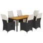 vidaXL 7-tlg. Garten-Essgruppe mit Kissen Schwarz Poly Rattan vidaXL 7-tlg. Garten-Essgruppe mit Kissen Schwarz Poly Rattan