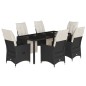 vidaXL 7-tlg. Garten-Essgruppe mit Kissen Schwarz Poly Rattan vidaXL 7-tlg. Garten-Essgruppe mit Kissen Schwarz Poly Rattan