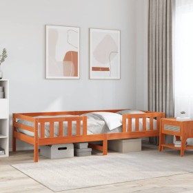 vidaXL Massivholzbett ohne Matratze Wachsbraun 90x190 cm Kiefernholz