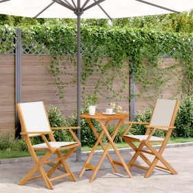 vidaXL 3-tlg. Bistro-Set Cremeweiß Stoff und Massivholz