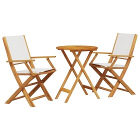 vidaXL 3-tlg. Bistro-Set Cremeweiß Stoff und Massivholz