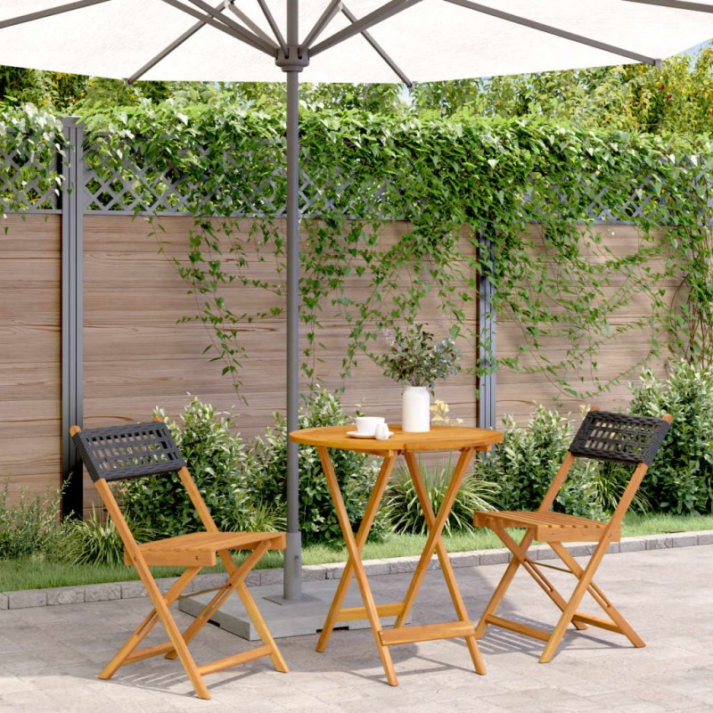 vidaXL 3-tlg. Bistro-Set Schwarz Poly Rattan und Massivholz vidaXL 3-tlg. Bistro-Set Schwarz Poly Rattan und Massivholz