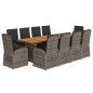 vidaXL 11-tlg. Garten-Essgruppe mit Kissen Grau Poly Rattan vidaXL 11-tlg. Garten-Essgruppe mit Kissen Grau Poly Rattan