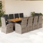 vidaXL 11-tlg. Garten-Essgruppe mit Kissen Grau Poly Rattan vidaXL 11-tlg. Garten-Essgruppe mit Kissen Grau Poly Rattan