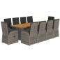 vidaXL 11-tlg. Garten-Essgruppe mit Kissen Grau Poly Rattan vidaXL 11-tlg. Garten-Essgruppe mit Kissen Grau Poly Rattan