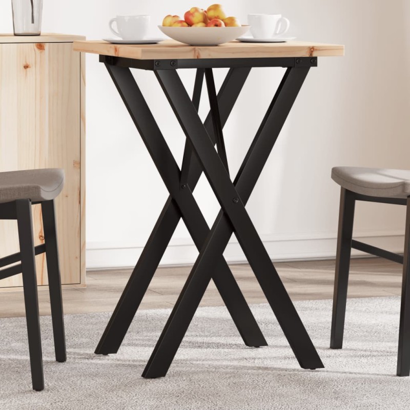 vidaXL Esstisch X-Gestell 50x50x75,5cm Massivholz Kiefer und Gusseisen vidaXL Esstisch X-Gestell 50x50x75,5cm Massivholz Kiefer und Gusseisen