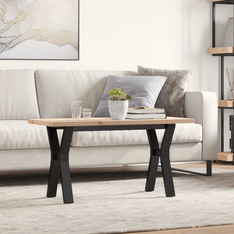 vidaXL Couchtisch Y-Gestell 90x40x45,5cm Massivholz Kiefer & Gusseisen vidaXL Couchtisch Y-Gestell 90x40x45,5cm Massivholz Kiefer & Gusseisen