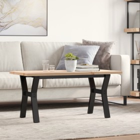 vidaXL Couchtisch Y-Gestell 100x50x45,5 cm Massivholz Kiefer Gusseisen