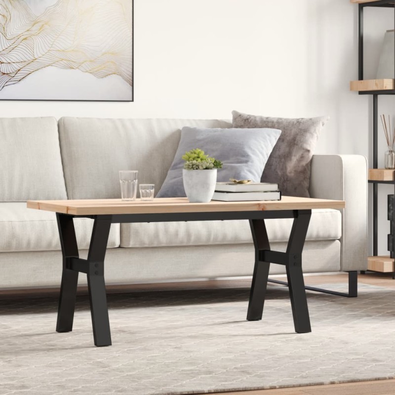 vidaXL Couchtisch Y-Gestell 100x50x45,5 cm Massivholz Kiefer Gusseisen vidaXL Couchtisch Y-Gestell 100x50x45,5 cm Massivholz Kiefer Gusseisen