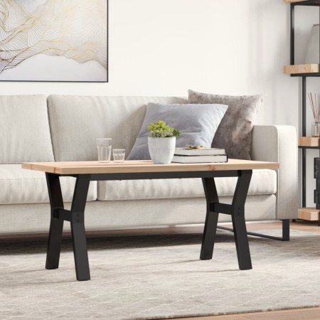 vidaXL Couchtisch Y-Gestell 100x50x45,5 cm Massivholz Kiefer Gusseisen