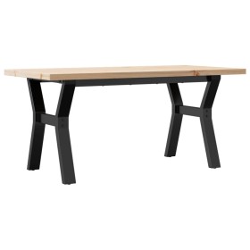 vidaXL Couchtisch Y-Gestell 100x50x45,5 cm Massivholz Kiefer Gusseisen