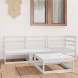 4-tlg. Garten-Lounge-Set Weiß Kiefer Massivholz 4-tlg. Garten-Lounge-Set Weiß Kiefer Massivholz