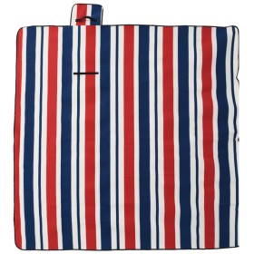 vidaXL Picknickdecke Faltbar Rot und Blau Gestreift 200x200 cm Samt