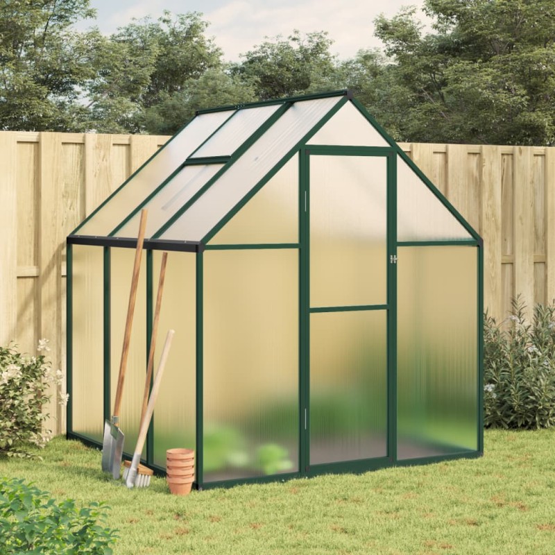 vidaXL Gewächshaus mit Fundamentrahmen Grün 169x169x195 cm Aluminimum vidaXL Gewächshaus mit Fundamentrahmen Grün 169x169x195 cm Aluminimum
