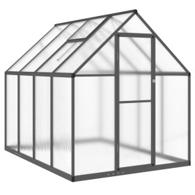 vidaXL Gewächshaus mit Fundamentrahmen Anthrazit 224x169x195 cm Alu