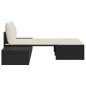 vidaXL Doppel-Sonnenliege mit Kissen Schwarz Poly Rattan vidaXL Doppel-Sonnenliege mit Kissen Schwarz Poly Rattan