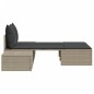 vidaXL Doppel-Sonnenliege mit Kissen Hellgrau Poly Rattan vidaXL Doppel-Sonnenliege mit Kissen Hellgrau Poly Rattan