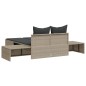 vidaXL Doppel-Sonnenliege mit Kissen Hellgrau Poly Rattan vidaXL Doppel-Sonnenliege mit Kissen Hellgrau Poly Rattan